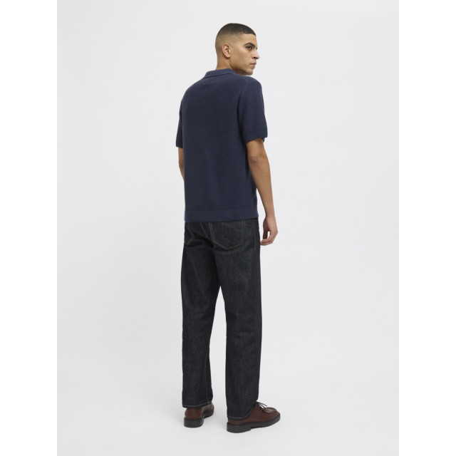 Jack & Jones Jprcceaston knit split neck ss sn navy 5369.37.0007 large