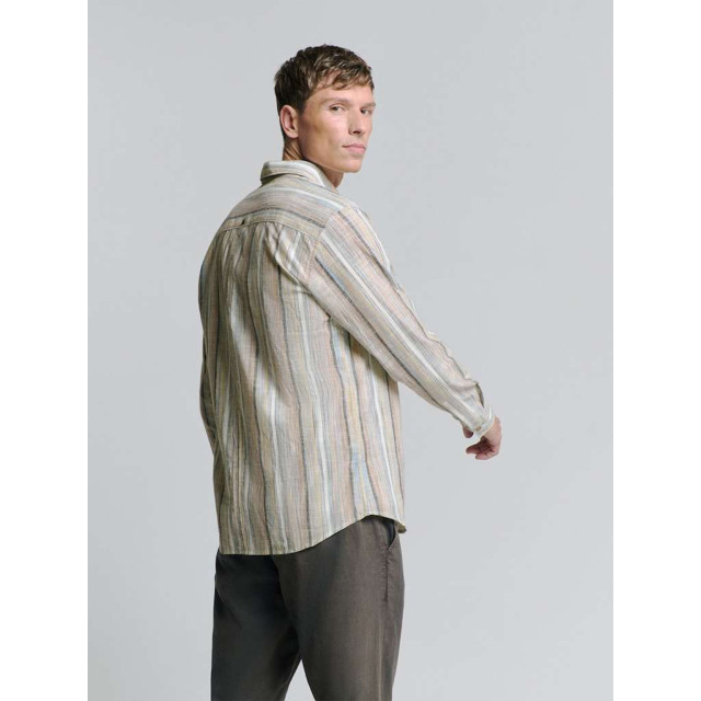 No Excess Shirt slub multi coloured stripes blue 27400340-030 large