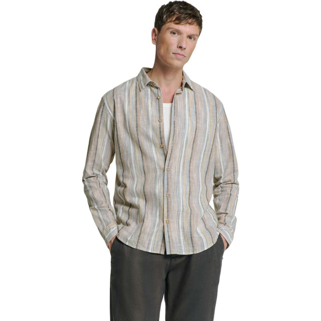 No Excess Shirt slub multi coloured stripes blue 27400340-030 large