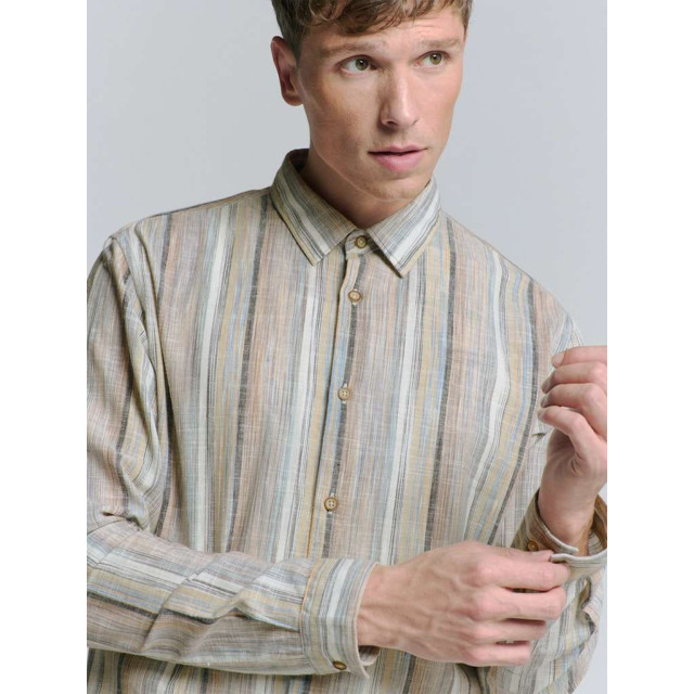 No Excess Shirt slub multi coloured stripes blue 27400340-030 large