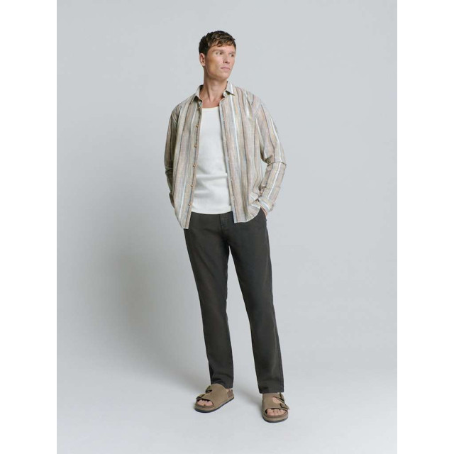 No Excess Shirt slub multi coloured stripes blue 27400340-030 large