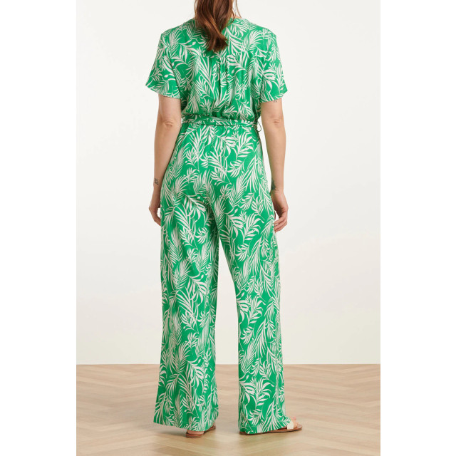 Smashed Lemon 25046 stretch jumpsuit met v-halsbladprint | 25046-530-000 large