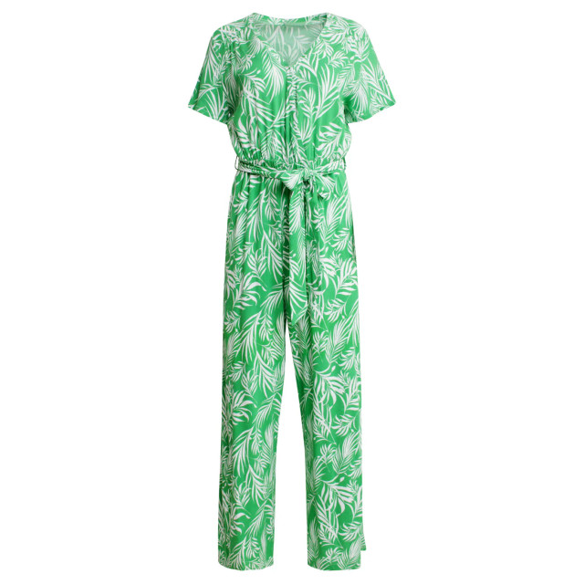 Smashed Lemon 25046 stretch jumpsuit met v-halsbladprint | 25046-530-000 large