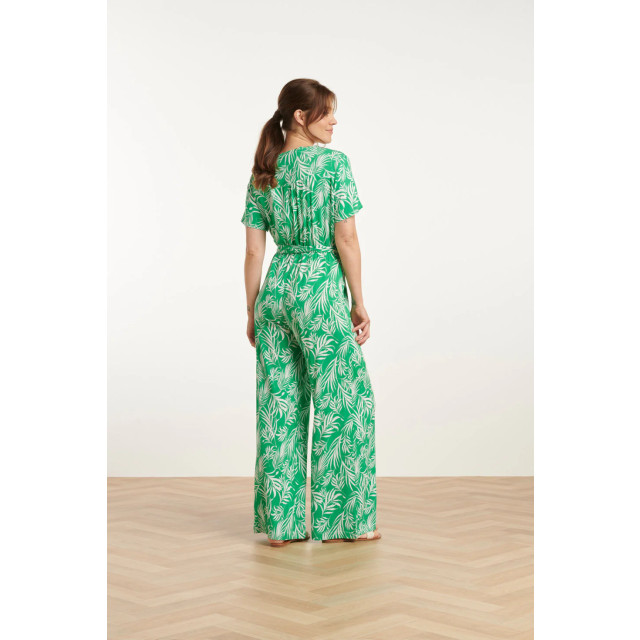 Smashed Lemon 25046 stretch jumpsuit met v-halsbladprint | 25046-530-000 large