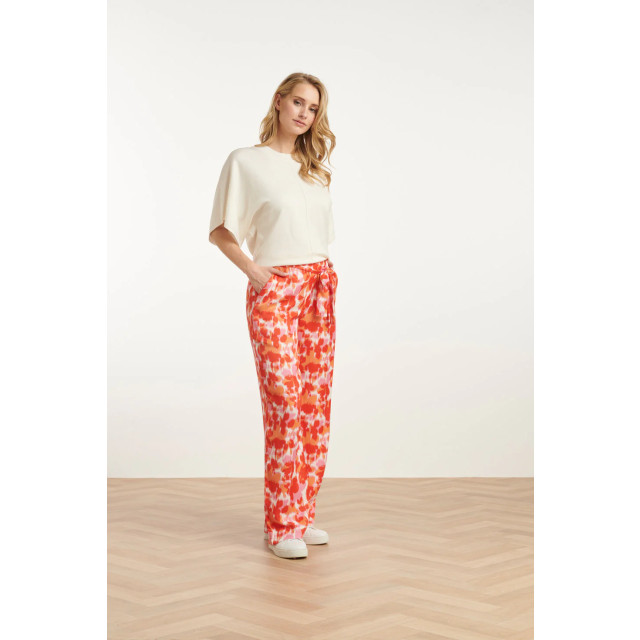 Smashed Lemon 25209 satijnen broek met peach bloemenprint | 8720331340935 large