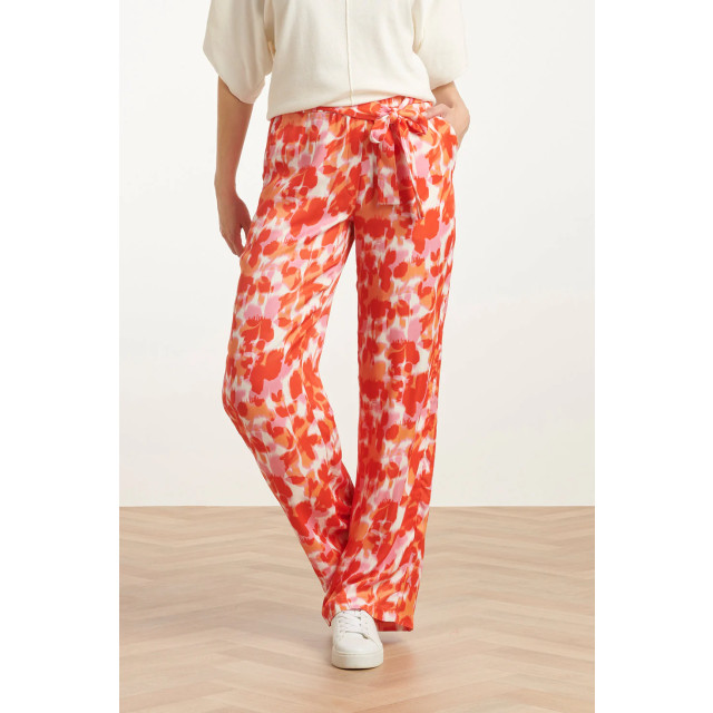 Smashed Lemon 25209 satijnen broek met peach bloemenprint | 8720331340935 large