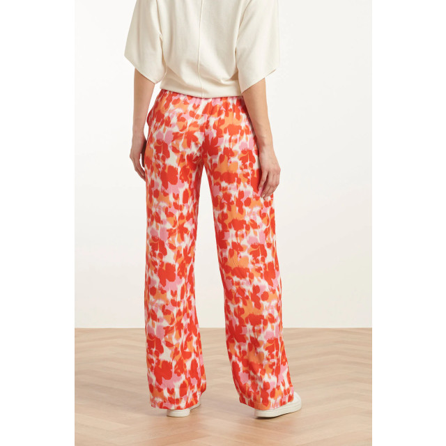 Smashed Lemon 25209 satijnen broek met peach bloemenprint | 8720331340935 large