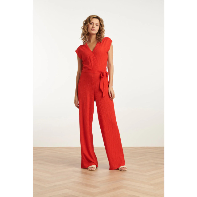 Smashed Lemon 25116 rood stretchy crinkle jumpsuit 25116-450-3XL large