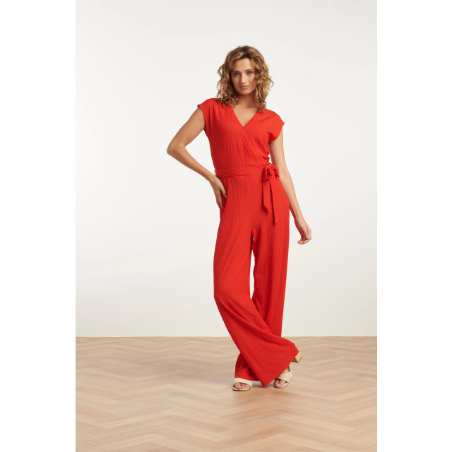 Smashed Lemon 25116 rood stretchy crinkle jumpsuit 25116-450-3XL large