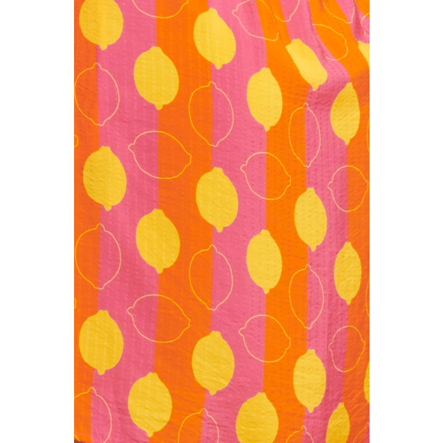 Smashed Lemon 25000 v-hals korte jurk met citroenstrepen print | 25000-998-XXL large Smashed Lemon 25000 v-hals korte jurk met citroenstrepen print | 25000-998-XXL large