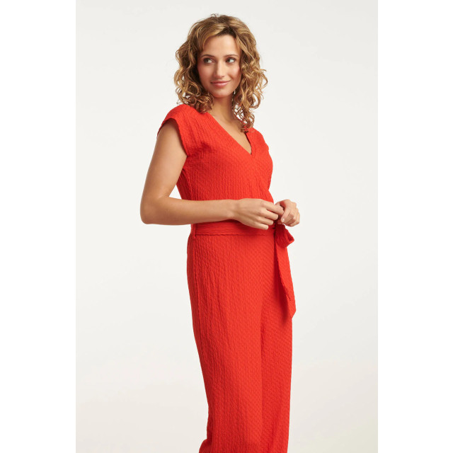 Smashed Lemon 25116 rood stretchy crinkle jumpsuit 25116-450-3XL large