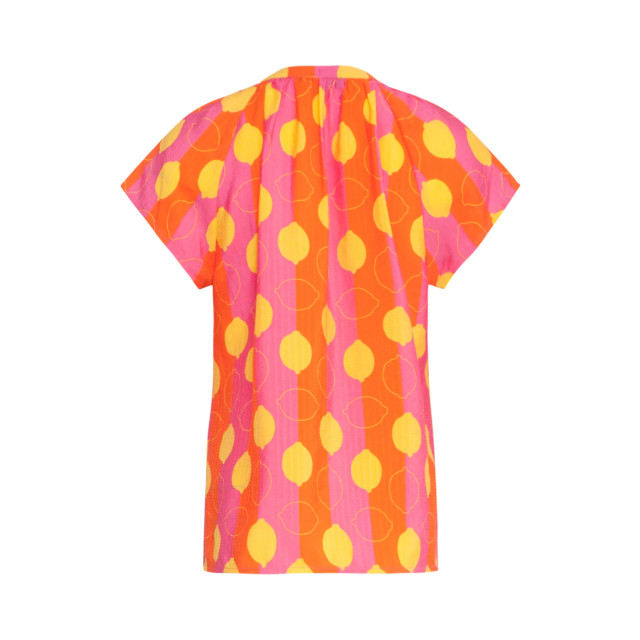 Smashed Lemon 25001 v-hals korte mouw top met citroenstrepen print | 8720331317906 large