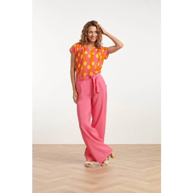 Smashed Lemon 25001 v-hals korte mouw top met citroenstrepen print | 8720331317906 large