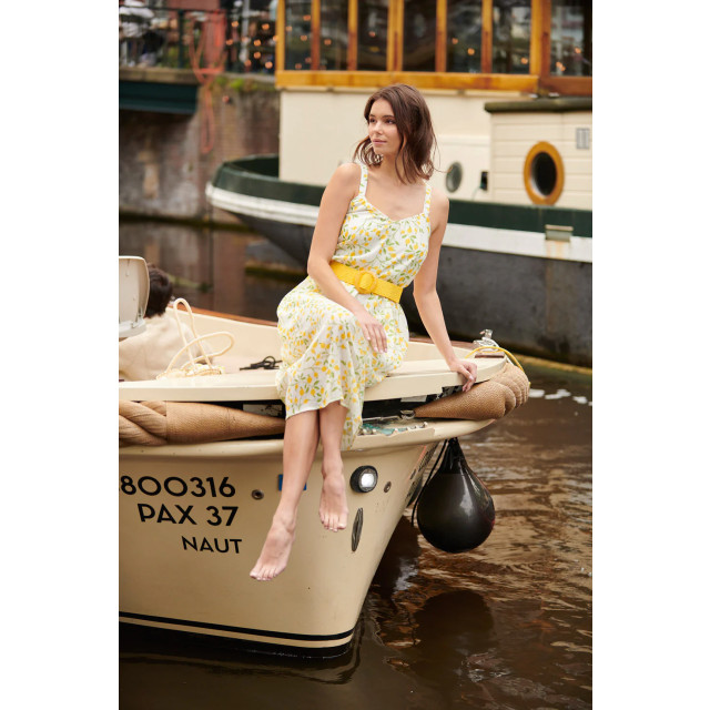 Smashed Lemon 25011 midi strappy jurk met citroenprint | 25011-000-998 large Smashed Lemon 25011 midi strappy jurk met citroenprint | 25011-000-998 large