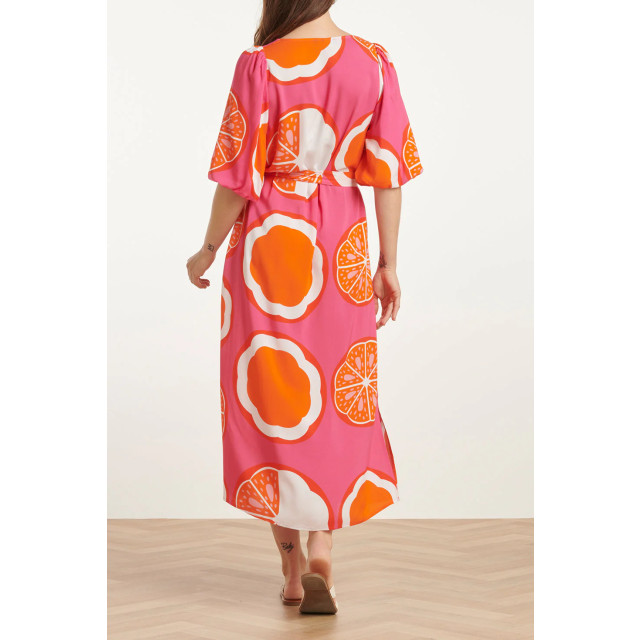 Smashed Lemon 25028 v-neck midi jurk met ballonmouwengrafisch fruitprint | 25028-420-998 large Smashed Lemon 25028 v-neck midi jurk met ballonmouwengrafisch fruitprint | 25028-420-998 large