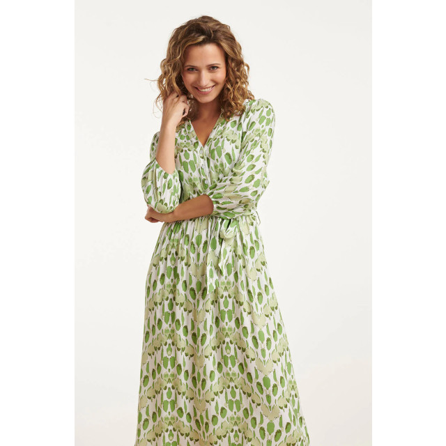 Smashed Lemon 25032 v-hals midi jurk met slangenprint | 25032-000-500 large Smashed Lemon 25032 v-hals midi jurk met slangenprint | 25032-000-500 large