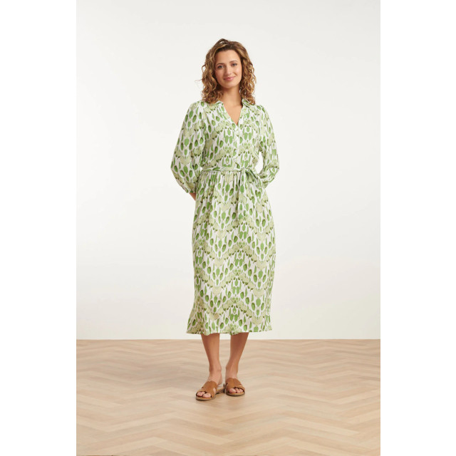 Smashed Lemon 25032 v-hals midi jurk met slangenprint | 25032-000-500 large Smashed Lemon 25032 v-hals midi jurk met slangenprint | 25032-000-500 large