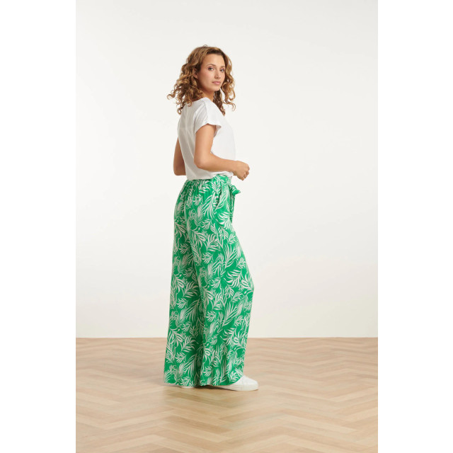 Smashed Lemon 25047 stretchy flowy broek met bladprint | 25047-530-000 large