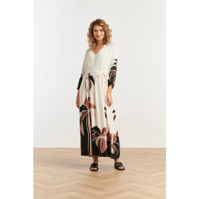 Smashed Lemon 25057 off white flowy maxi jurk met mauve palm print | 25057-720-998 large