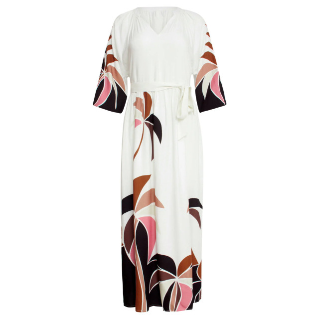 Smashed Lemon 25057 off white flowy maxi jurk met mauve palm print | 25057-720-998 large