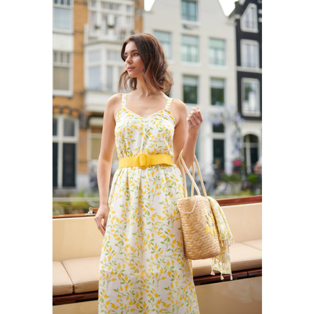 Smashed Lemon 25011 midi strappy jurk met citroenprint | 25011-000-998 large Smashed Lemon 25011 midi strappy jurk met citroenprint | 25011-000-998 large