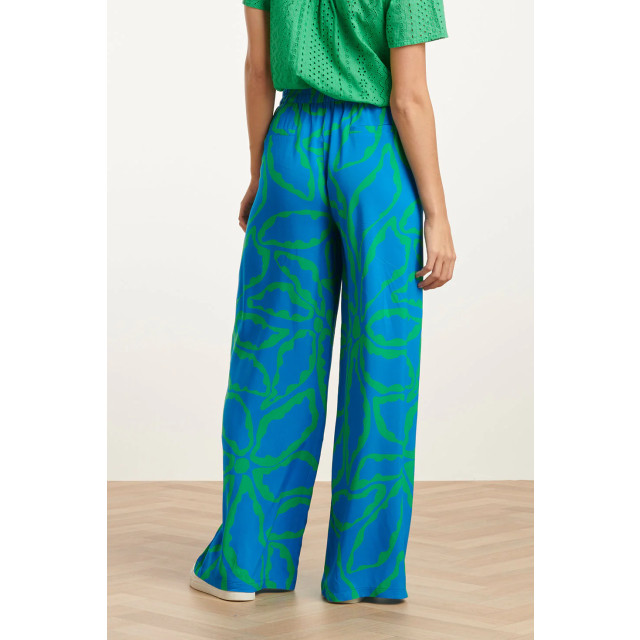 Smashed Lemon 25069 wijde broek met grafische bloemenprint in felblauw 25069-650-530 large