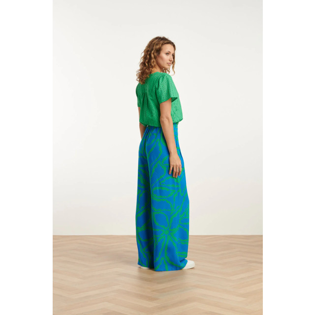 Smashed Lemon 25069 wijde broek met grafische bloemenprint in felblauw 25069-650-530 large