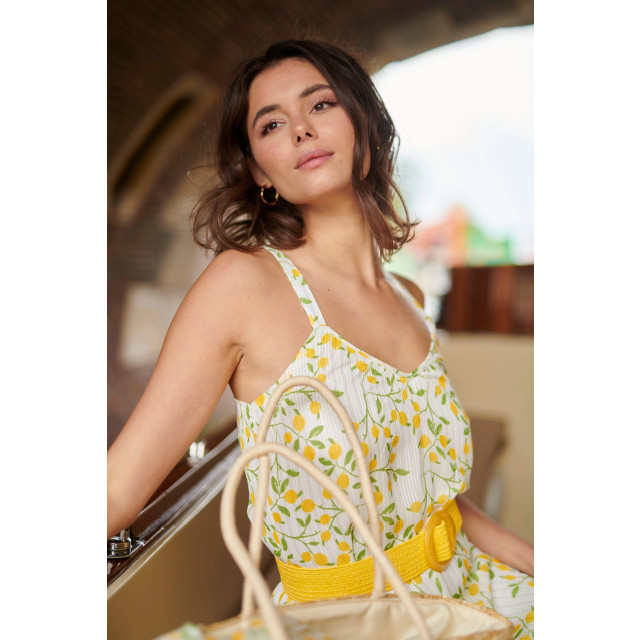 Smashed Lemon 25011 midi strappy jurk met citroenprint | 25011-000-998 large Smashed Lemon 25011 midi strappy jurk met citroenprint | 25011-000-998 large