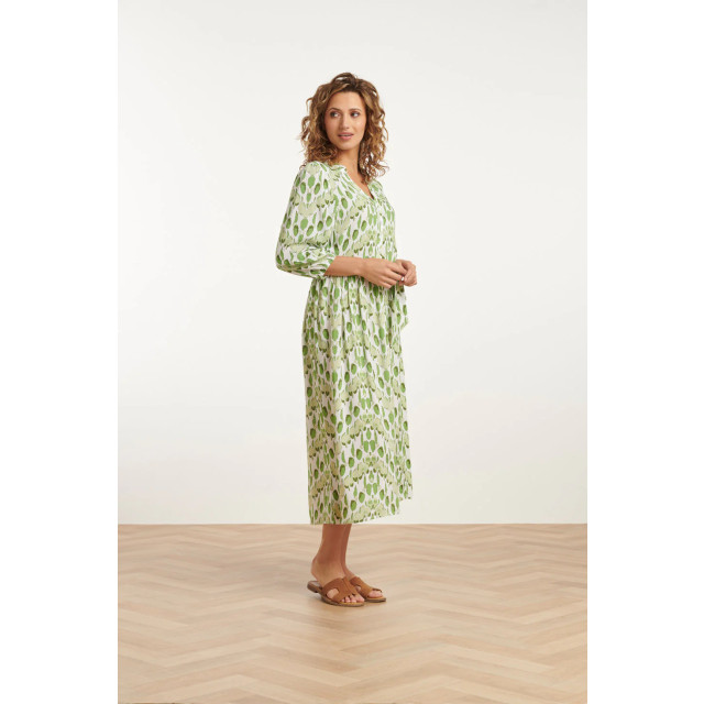 Smashed Lemon 25032 v-hals midi jurk met slangenprint | 25032-000-500 large Smashed Lemon 25032 v-hals midi jurk met slangenprint | 25032-000-500 large