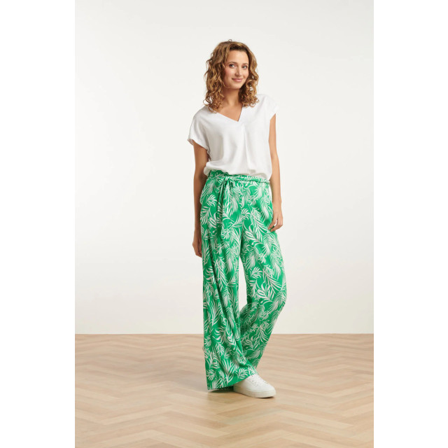 Smashed Lemon 25047 stretchy flowy broek met bladprint | 25047-530-000 large