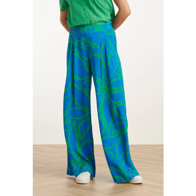 Smashed Lemon 25069 wijde broek met grafische bloemenprint in felblauw 25069-650-530 large