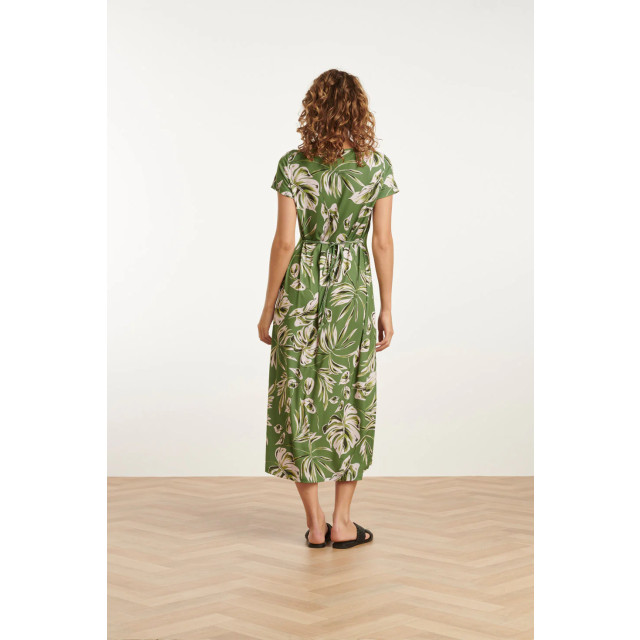 Smashed Lemon 25159 leaf print stretch midi jurk | 25159-550-500 large Smashed Lemon 25159 leaf print stretch midi jurk | 25159-550-500 large