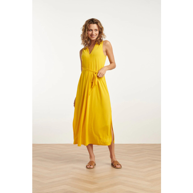 Smashed Lemon 25173 stretch midi jurk met v-hals | 25173-150-3XL large Smashed Lemon 25173 stretch midi jurk met v-hals | 25173-150-3XL large