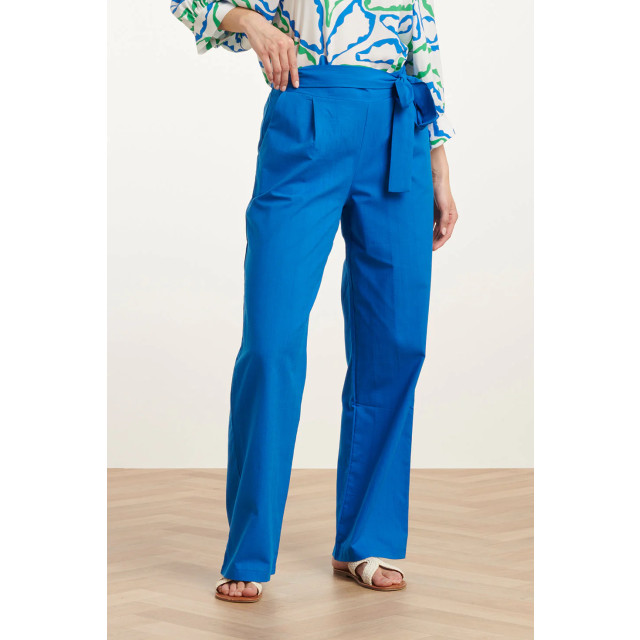 Smashed Lemon 25177 cobalt linnen broek | 25177-650-XXL large