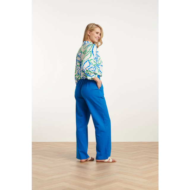 Smashed Lemon 25177 cobalt linnen broek | 25177-650-XXL large