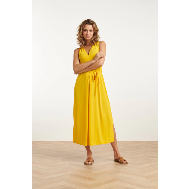 Smashed Lemon 25173 stretch midi jurk met v-hals | 25173-150-3XL large Smashed Lemon 25173 stretch midi jurk met v-hals | 25173-150-3XL large