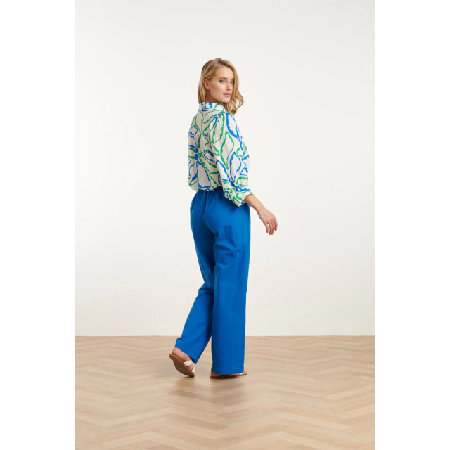 Smashed Lemon 25177 cobalt linnen broek | 25177-650-XXL large
