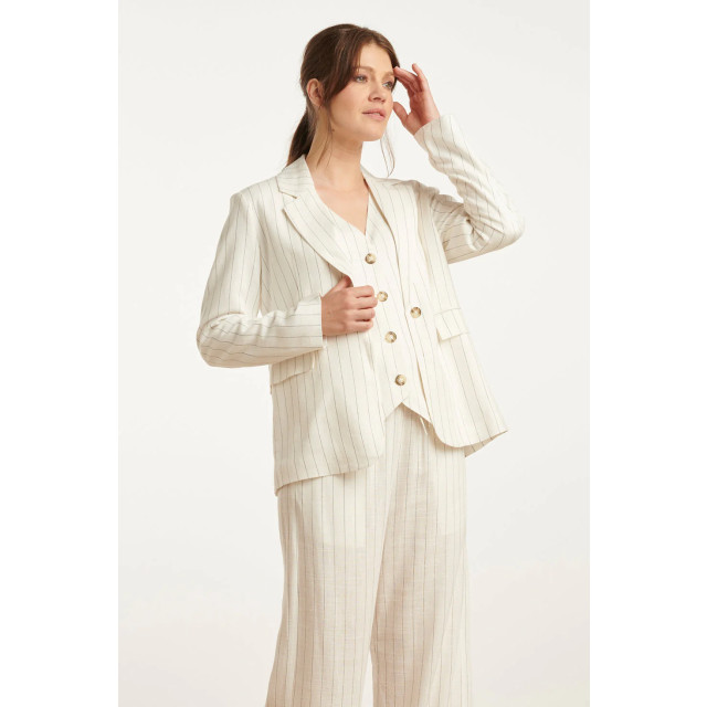Smashed Lemon 25130 te pinstripe linnen blazer | 25130-000-999 large
