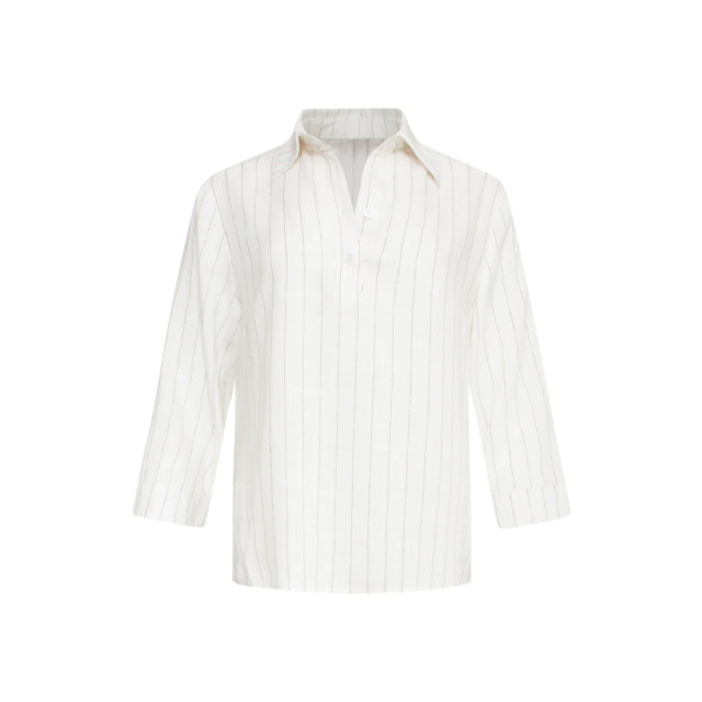 Smashed Lemon 25129 te pinstripe linnen top met v-hals | 25129-000-999 large