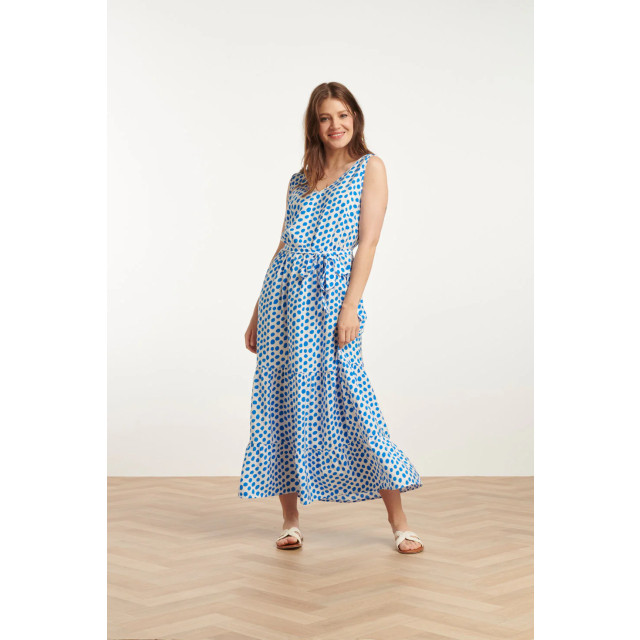 Smashed Lemon 25084 maxi jurk met kobalt polka dot print | 25084-000-650 large Smashed Lemon 25084 maxi jurk met kobalt polka dot print | 25084-000-650 large