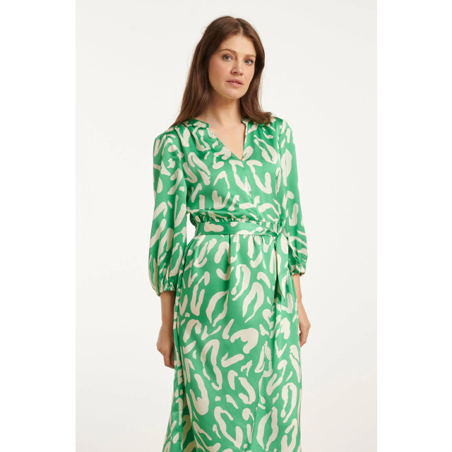 Smashed Lemon 25082 satin maxi jurk met te dierenprint | 25082-530-000 large