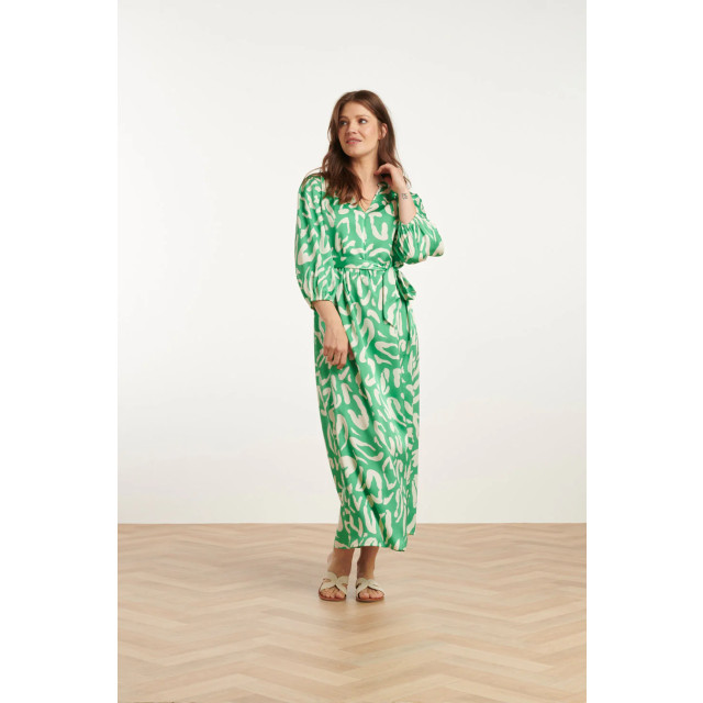 Smashed Lemon 25082 satin maxi jurk met te dierenprint | 25082-530-000 large