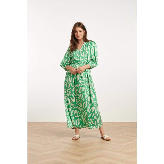 Smashed Lemon 25082 satin maxi jurk met te dierenprint | 25082-530-000 large