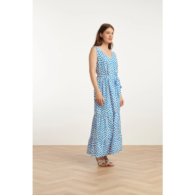 Smashed Lemon 25084 maxi jurk met kobalt polka dot print | 25084-000-650 large Smashed Lemon 25084 maxi jurk met kobalt polka dot print | 25084-000-650 large