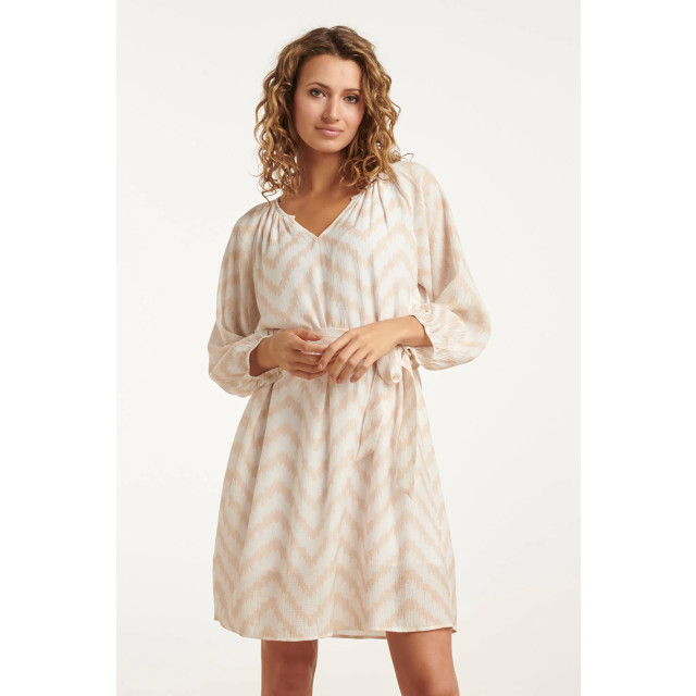 Smashed Lemon 25014 zachtevloeiende 3/4 mouw jurk met zigzag print | 25014-010-720 large Smashed Lemon 25014 zachtevloeiende 3/4 mouw jurk met zigzag print | 25014-010-720 large