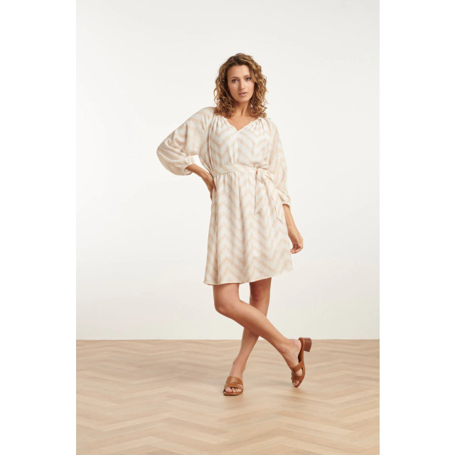 Smashed Lemon 25014 zachtevloeiende 3/4 mouw jurk met zigzag print | 25014-010-720 large Smashed Lemon 25014 zachtevloeiende 3/4 mouw jurk met zigzag print | 25014-010-720 large