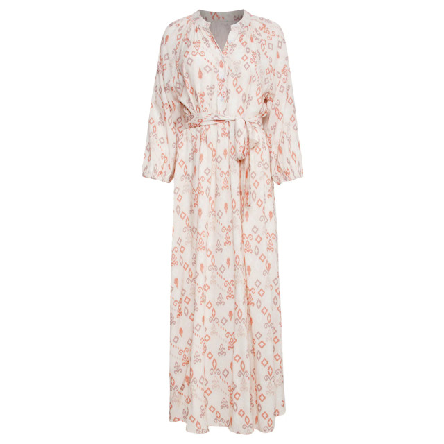 Smashed Lemon 25042 lichte maxi jurk met v-halsaztec print-nude tinten | 25042-720-998 large Smashed Lemon 25042 lichte maxi jurk met v-halsaztec print-nude tinten | 25042-720-998 large
