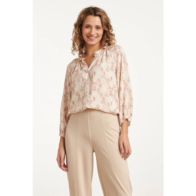 Smashed Lemon 25043 v-hals blouse met aztec printnude tinten | 8720331321262 large