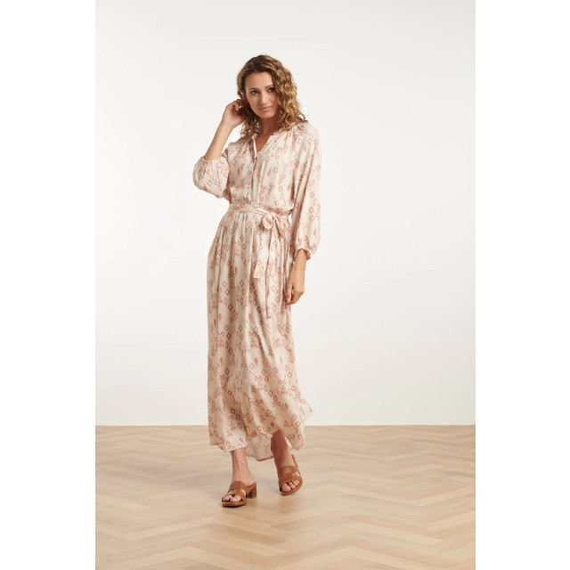 Smashed Lemon 25042 lichte maxi jurk met v-halsaztec print-nude tinten | 25042-720-998 large Smashed Lemon 25042 lichte maxi jurk met v-halsaztec print-nude tinten | 25042-720-998 large