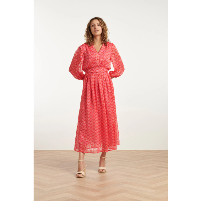 Smashed Lemon 25050 elegante maxi chiffon jurk met schelpprint | 25050-450-420 large